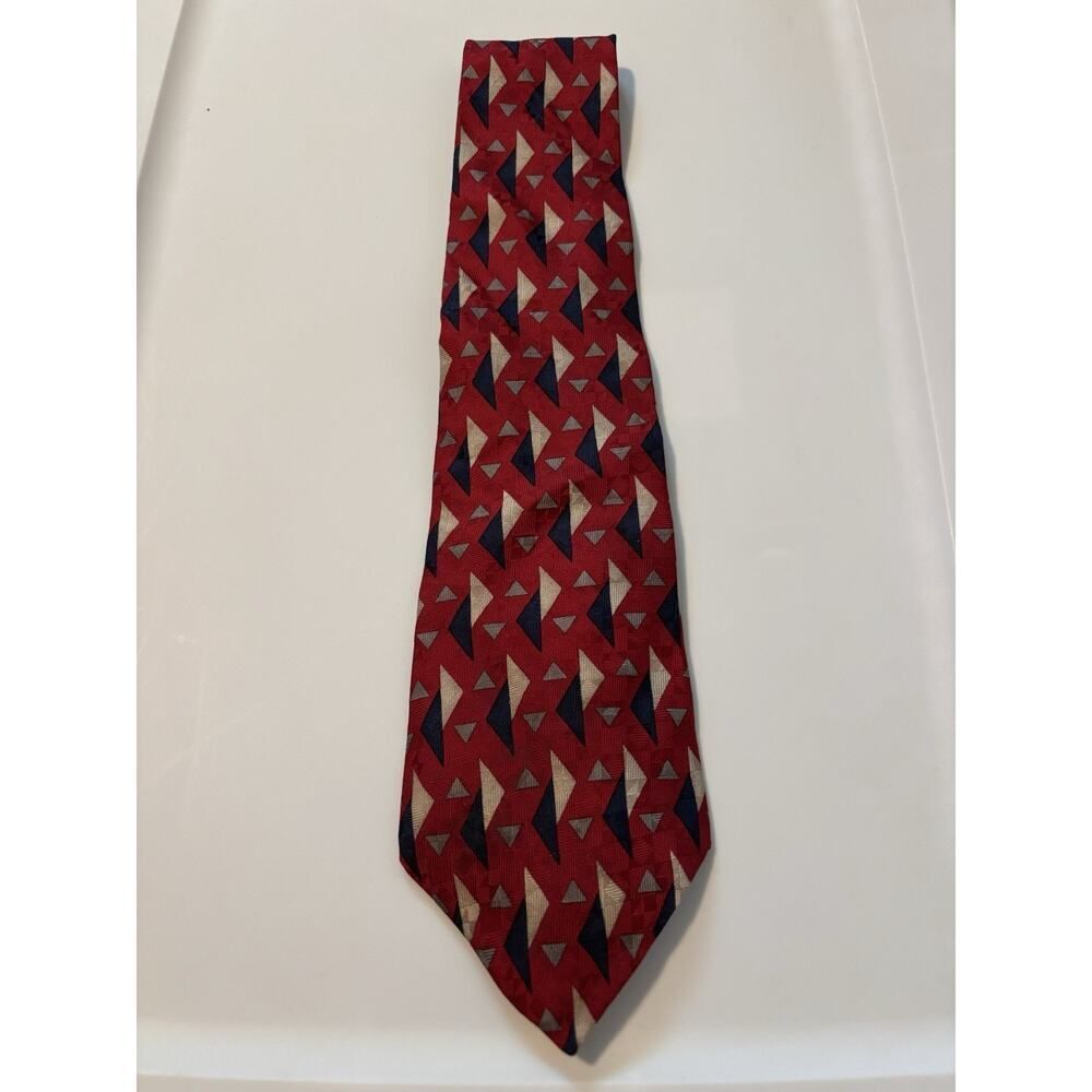 Scaasi 100% Silk Handmade Blue Red Tie. Made In USA.